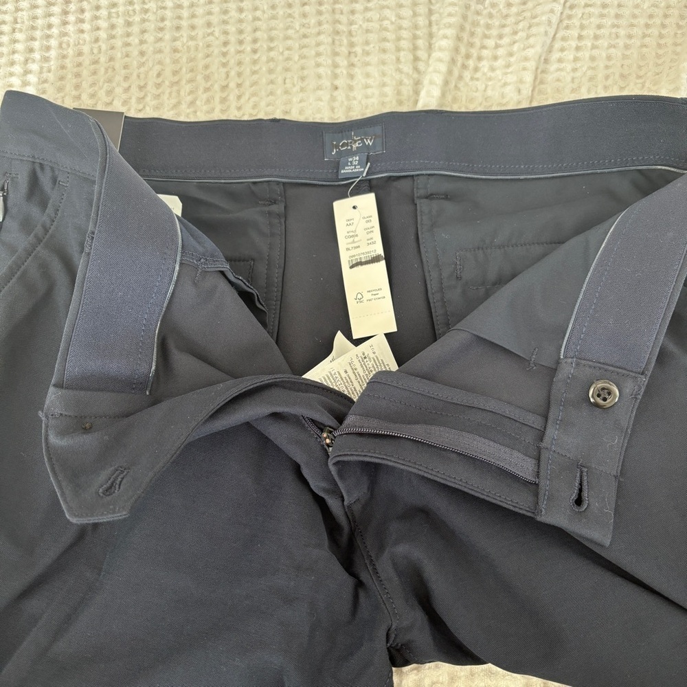 NWT Mens J Crew Navy Blue 484 Slim-fit tech pants 34x32 commuter work pants - Picture 8 of 14